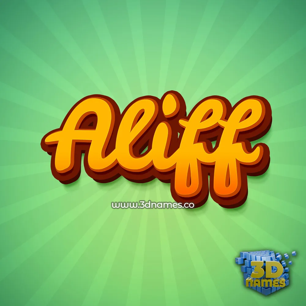 aliff in Green Rays style - 3D name wallpaper