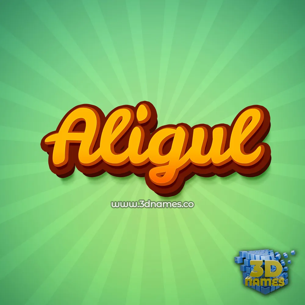 aligul in Green Rays style - 3D name wallpaper