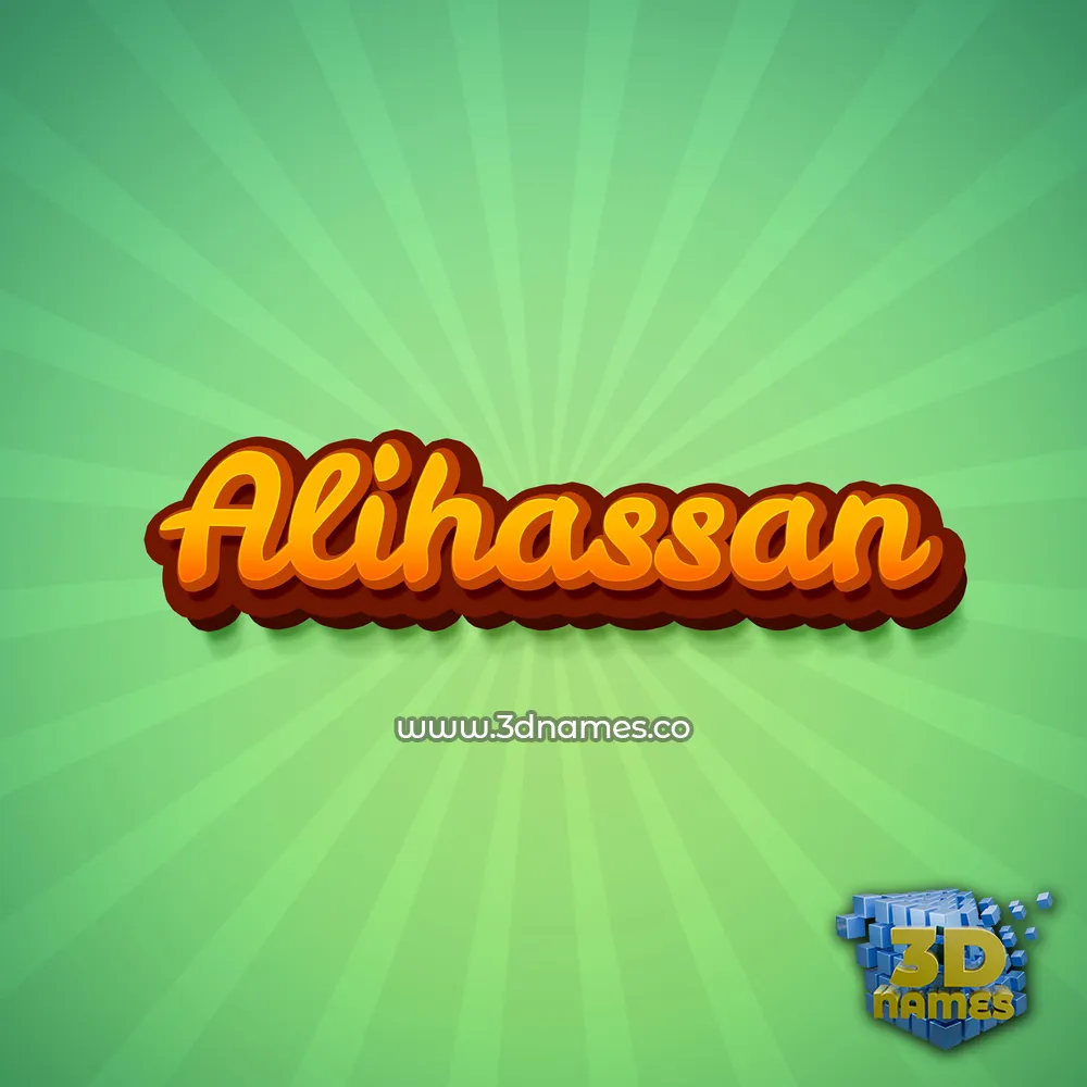 alihassan in Green Rays style - 3D name wallpaper