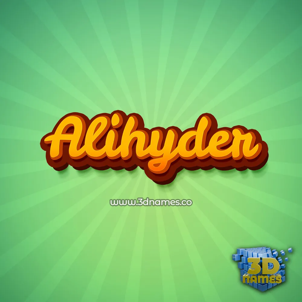 alihyder in Green Rays style - 3D name wallpaper