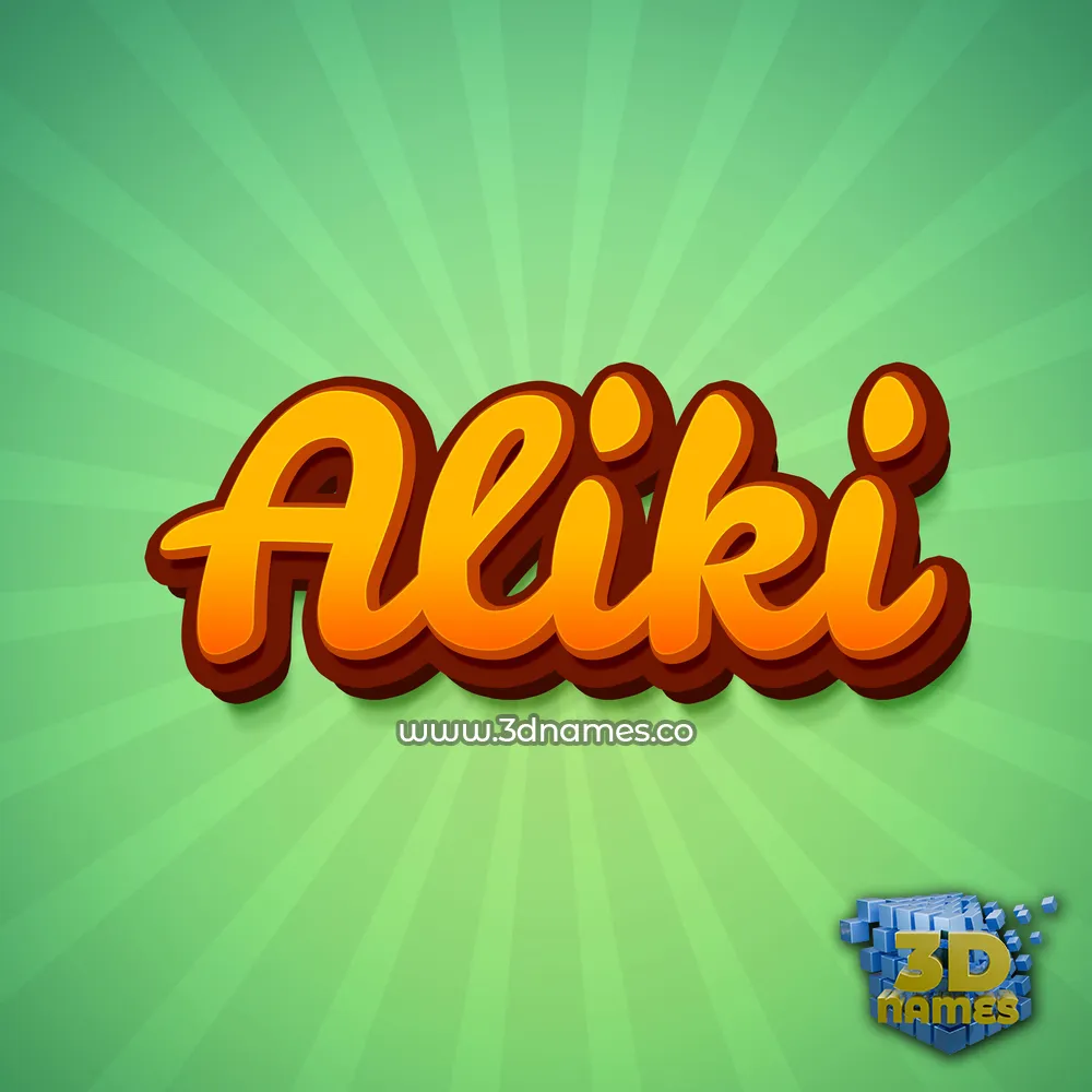 aliki in Green Rays style - 3D name wallpaper
