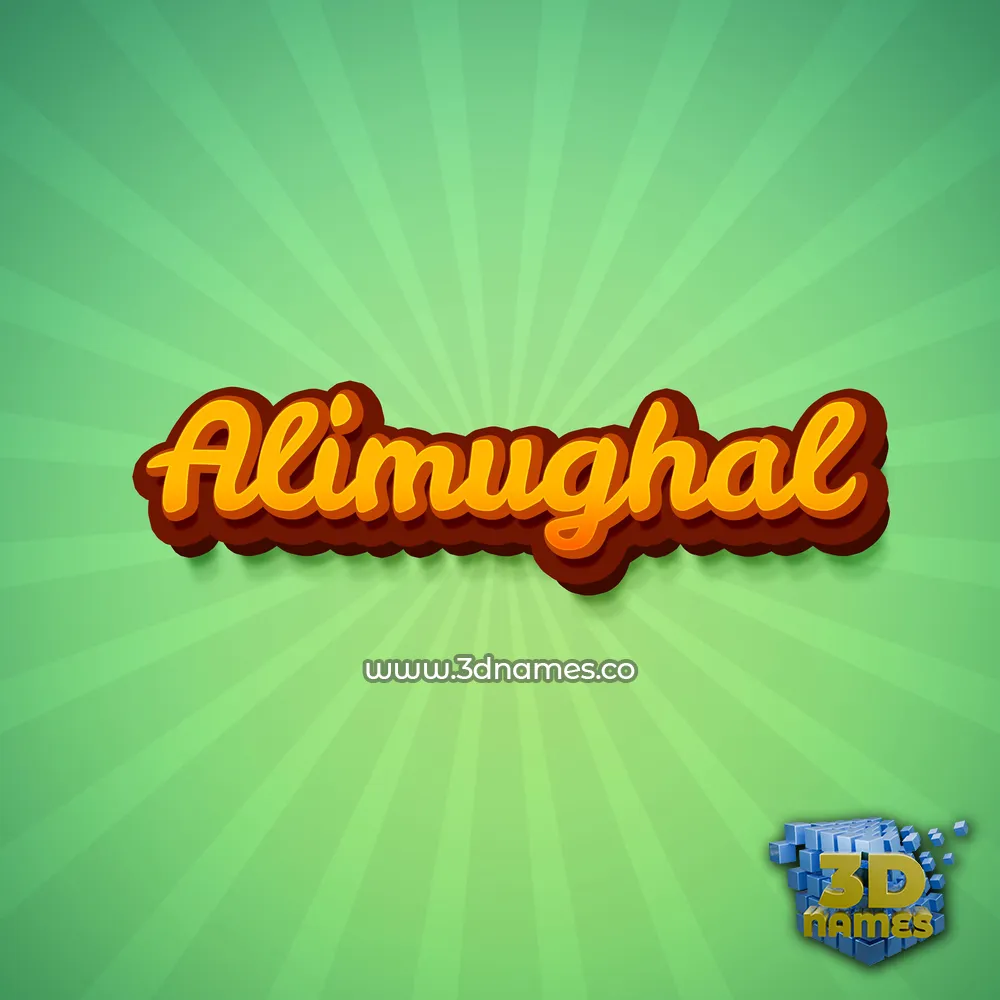 alimughal in Green Rays style - 3D name wallpaper