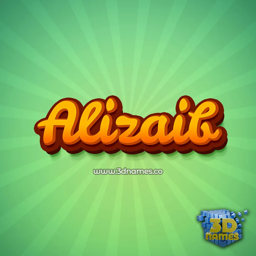 alizaib in Green Rays style - 3D name wallpaper