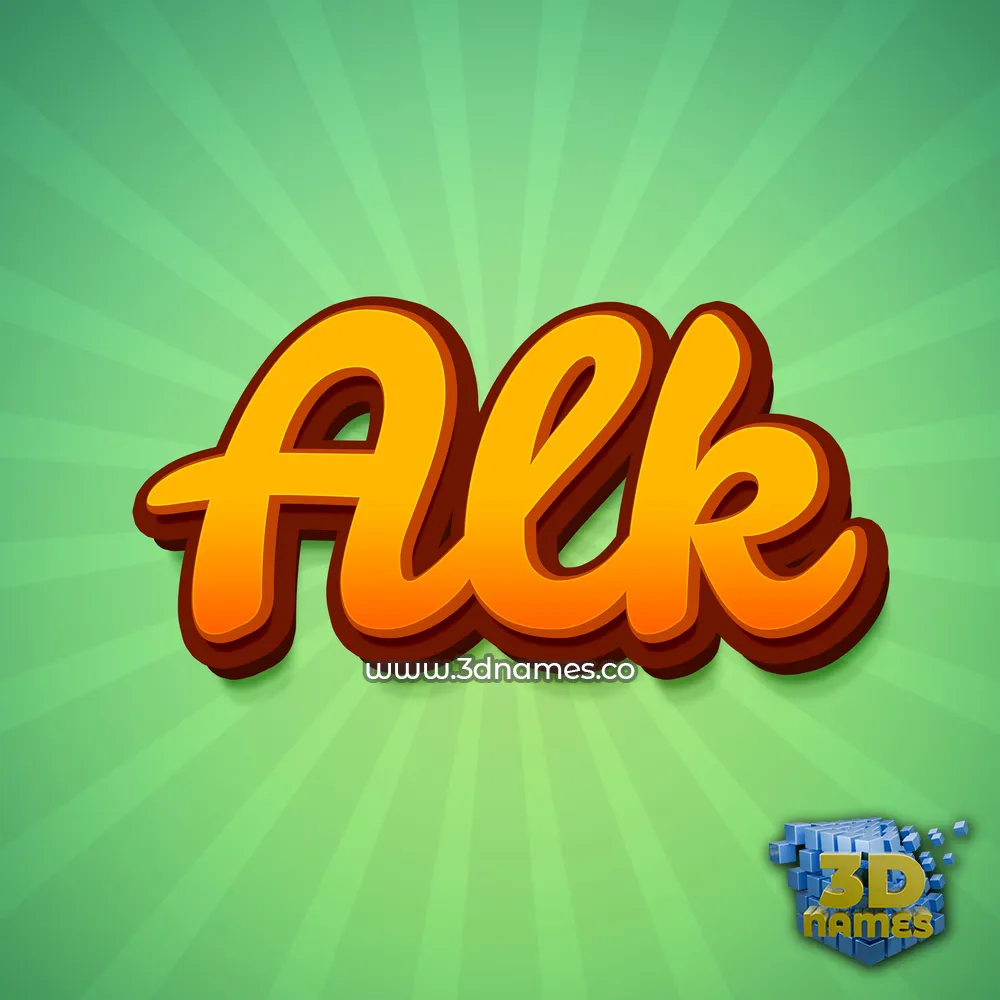 alk in Green Rays style - 3D name wallpaper