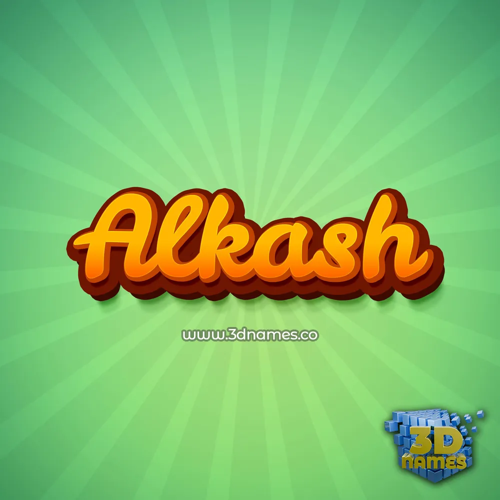 alkash in Green Rays style - 3D name wallpaper