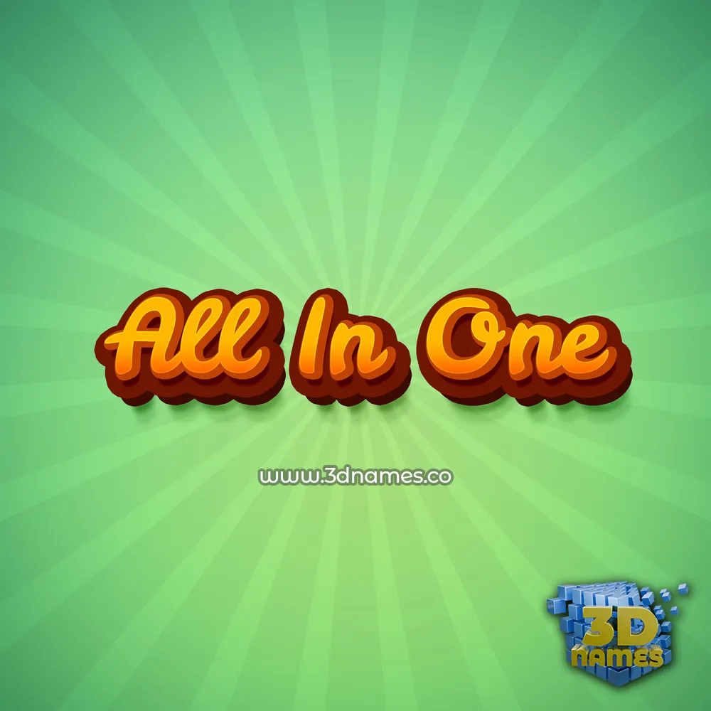 all in one in Green Rays style - 3D name wallpaper