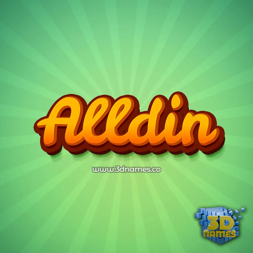 alldin in Green Rays style - 3D name wallpaper
