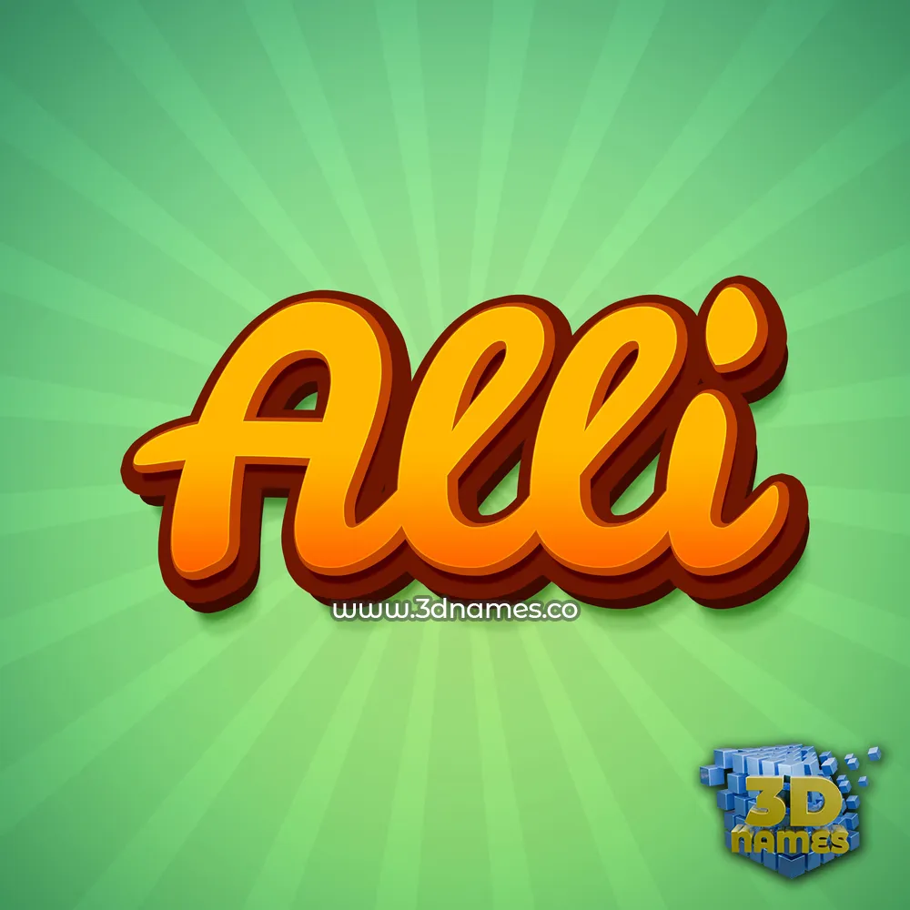 alli in Green Rays style - 3D name wallpaper