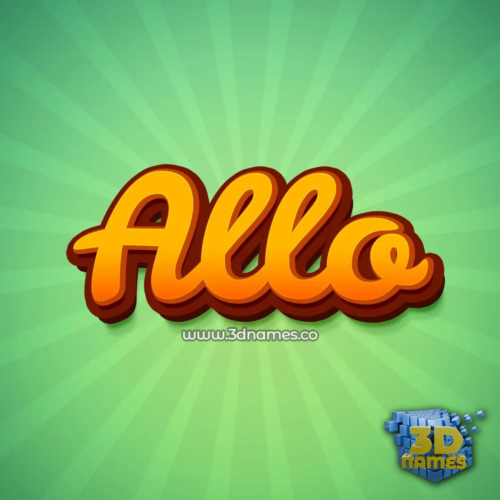allo in Green Rays style - 3D name wallpaper