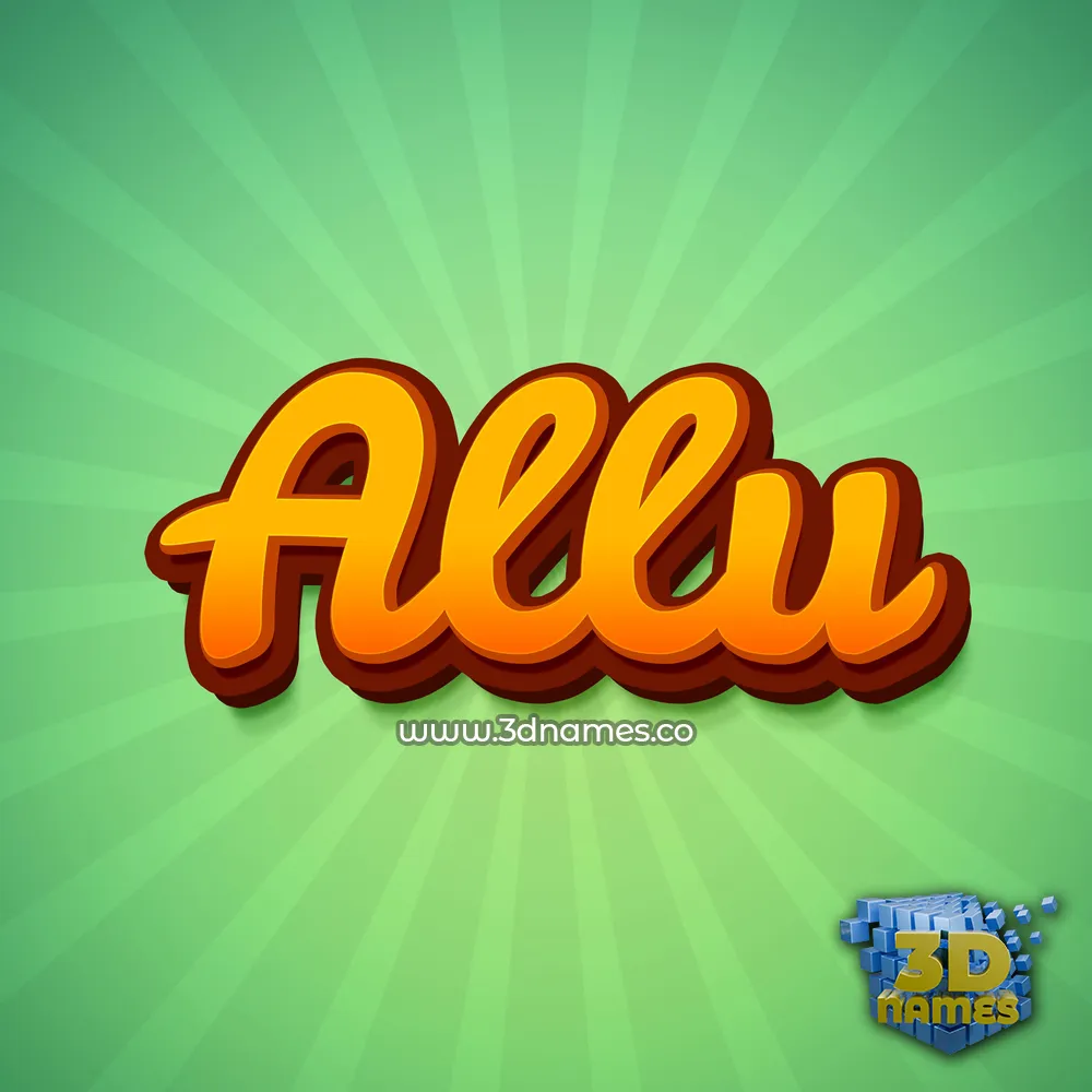 allu in Green Rays style - 3D name wallpaper