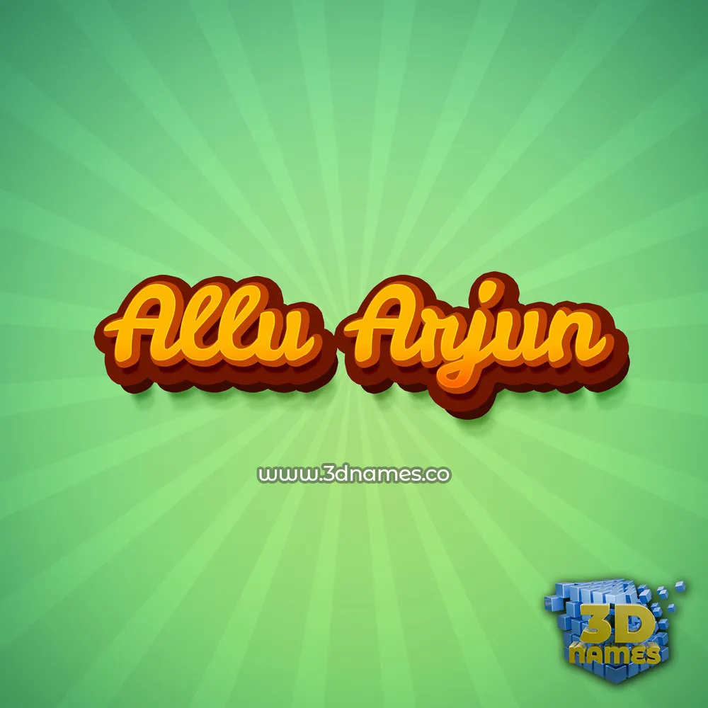 allu arjun in Green Rays style - 3D name wallpaper