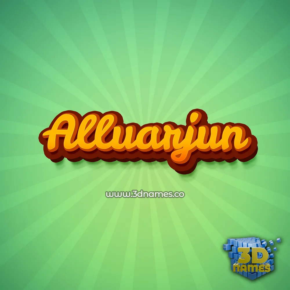 alluarjun in Green Rays style - 3D name wallpaper