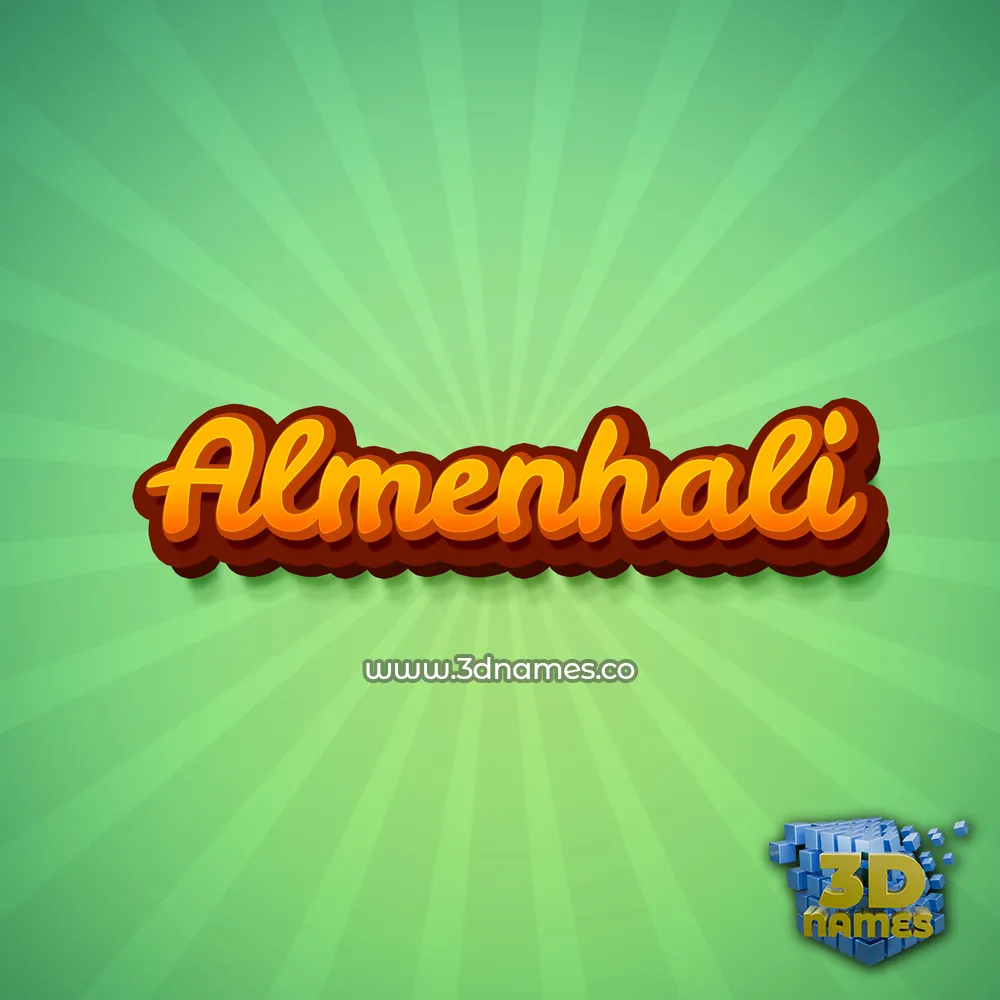 almenhali in Green Rays style - 3D name wallpaper
