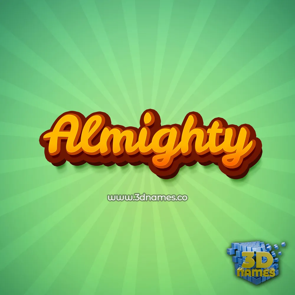almighty in Green Rays style - 3D name wallpaper
