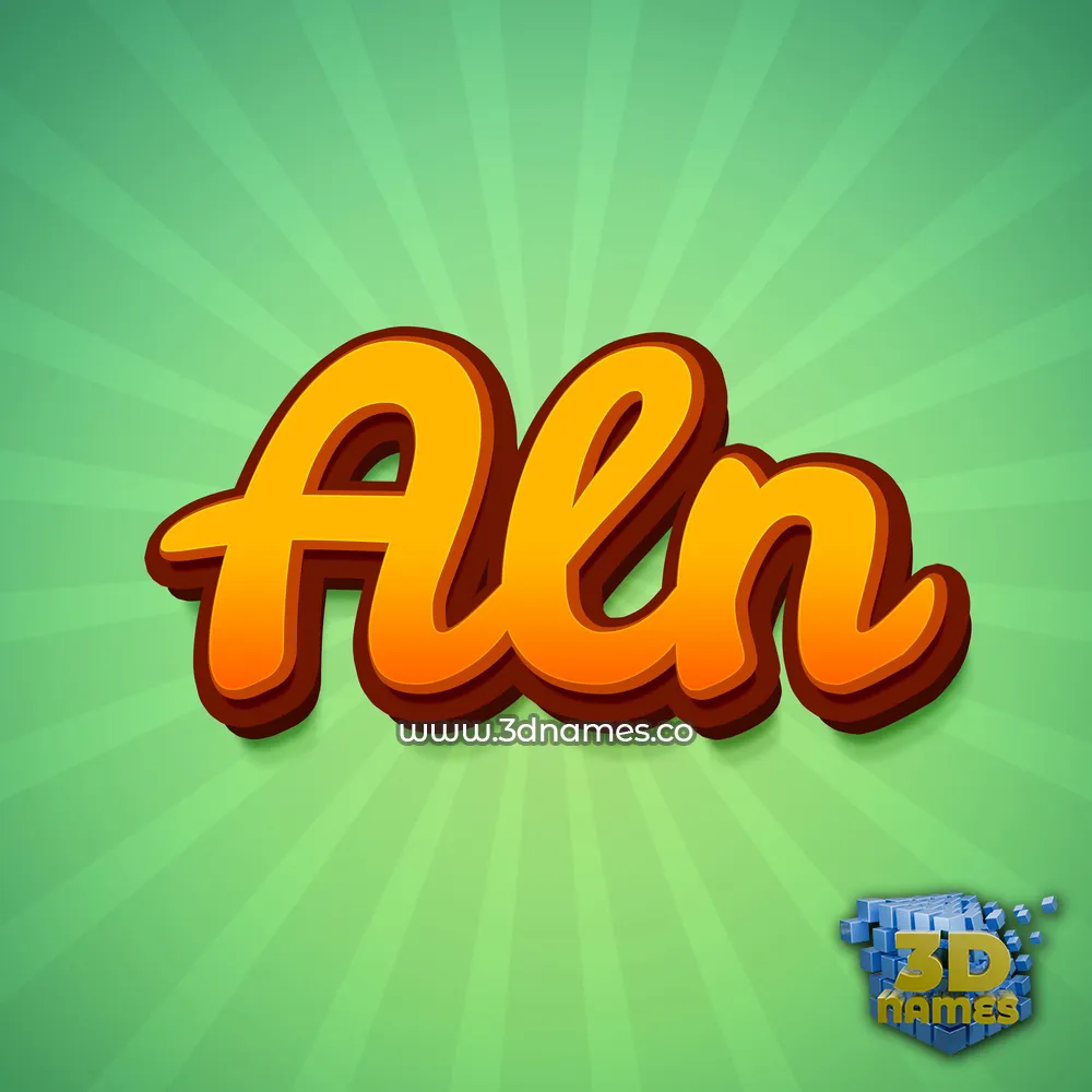 aln in Green Rays style - 3D name wallpaper