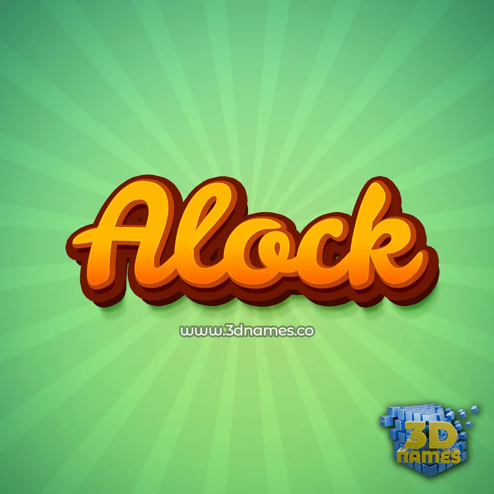 alock in Green Rays style - 3D name wallpaper