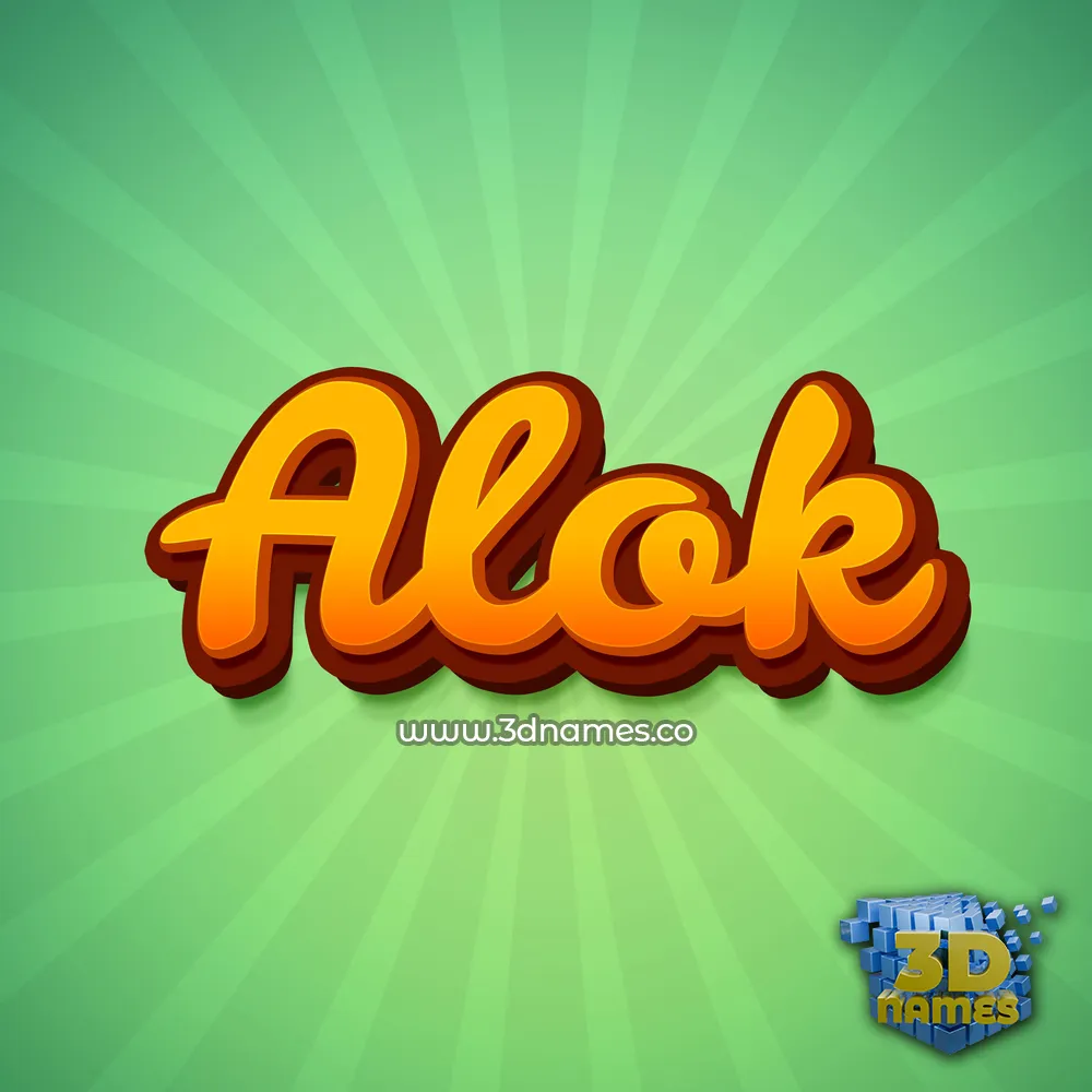 alok in Green Rays style - 3D name wallpaper