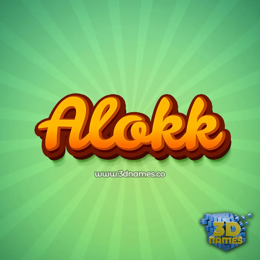 alokk in Green Rays style - 3D name wallpaper