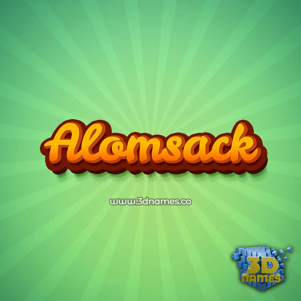 alomsack in Green Rays style - 3D name wallpaper