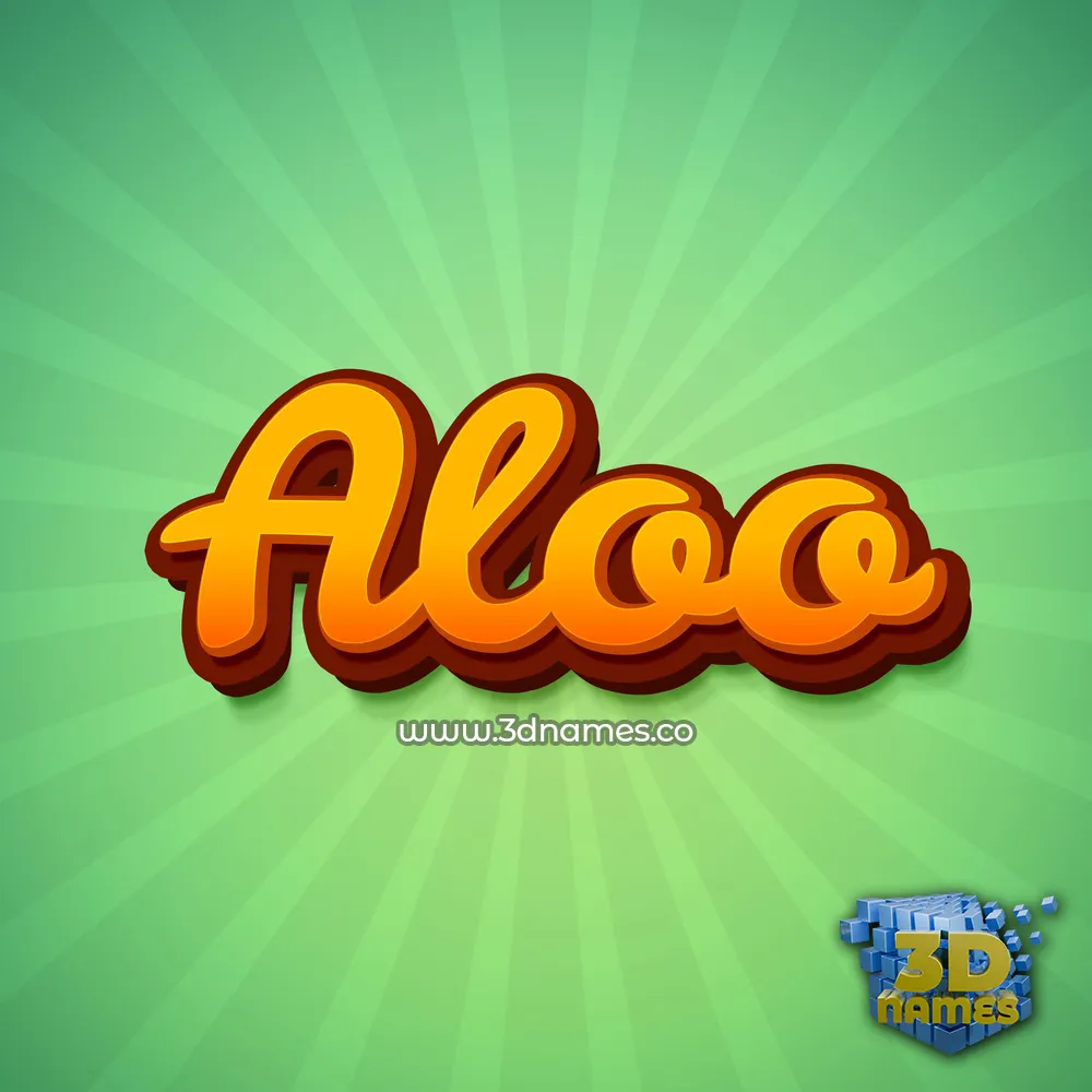 aloo in Green Rays style - 3D name wallpaper