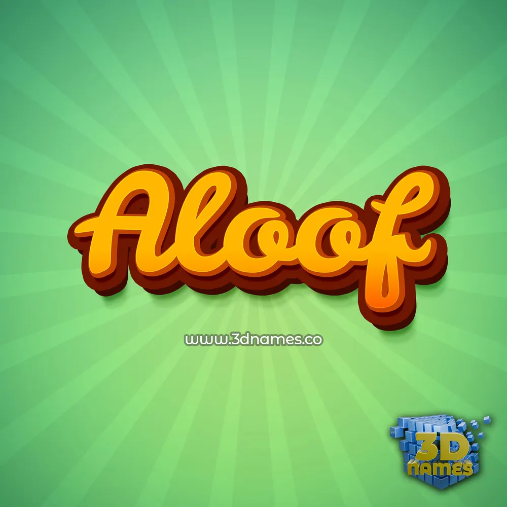 aloof in Green Rays style - 3D name wallpaper
