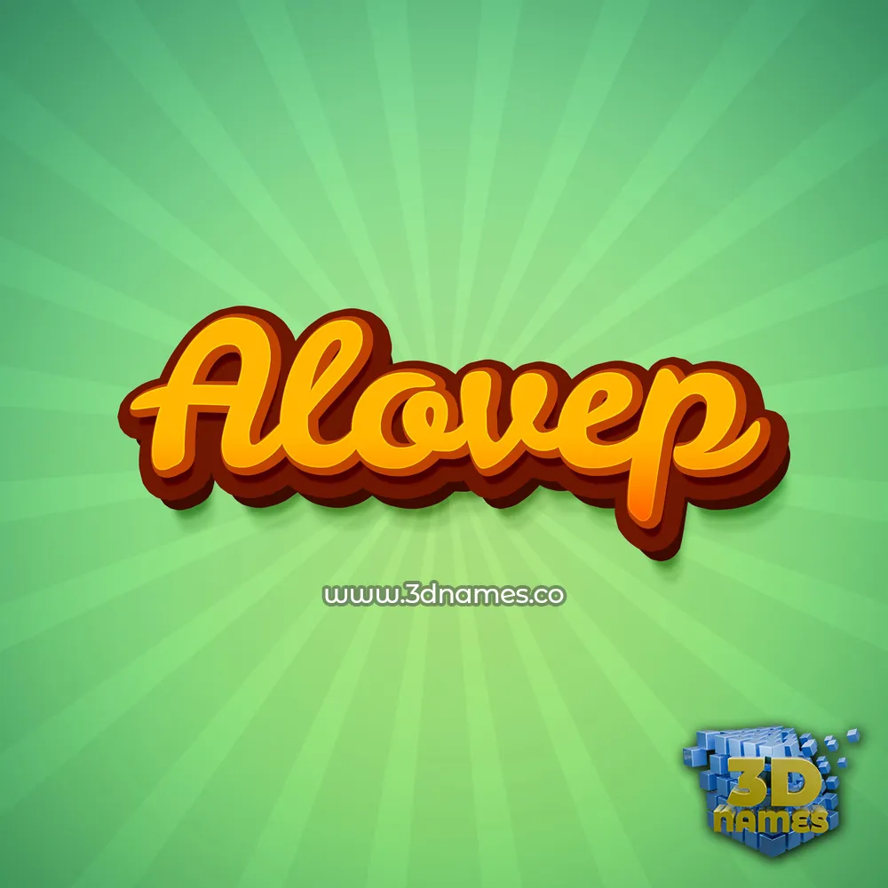 alovep in Green Rays style - 3D name wallpaper