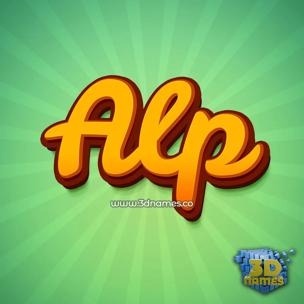 alp in Green Rays style - 3D name wallpaper