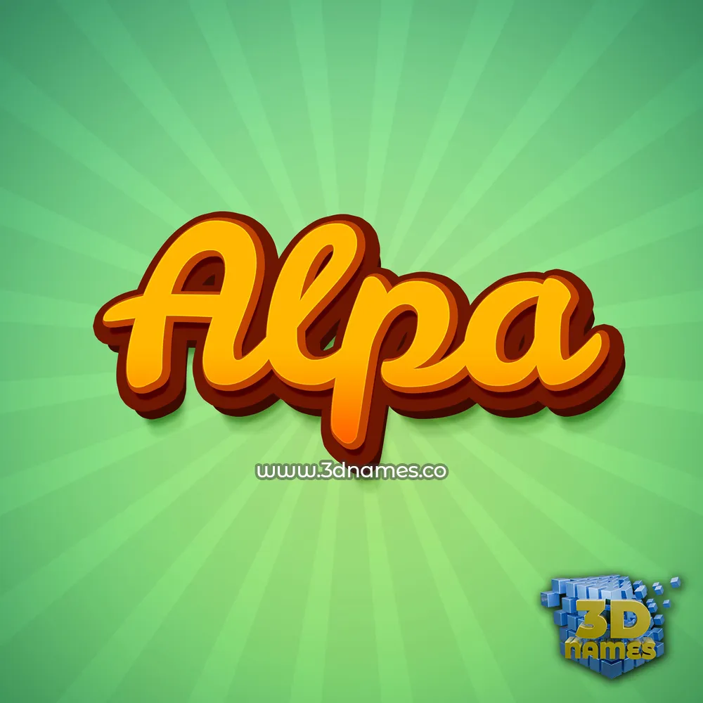 alpa in Green Rays style - 3D name wallpaper