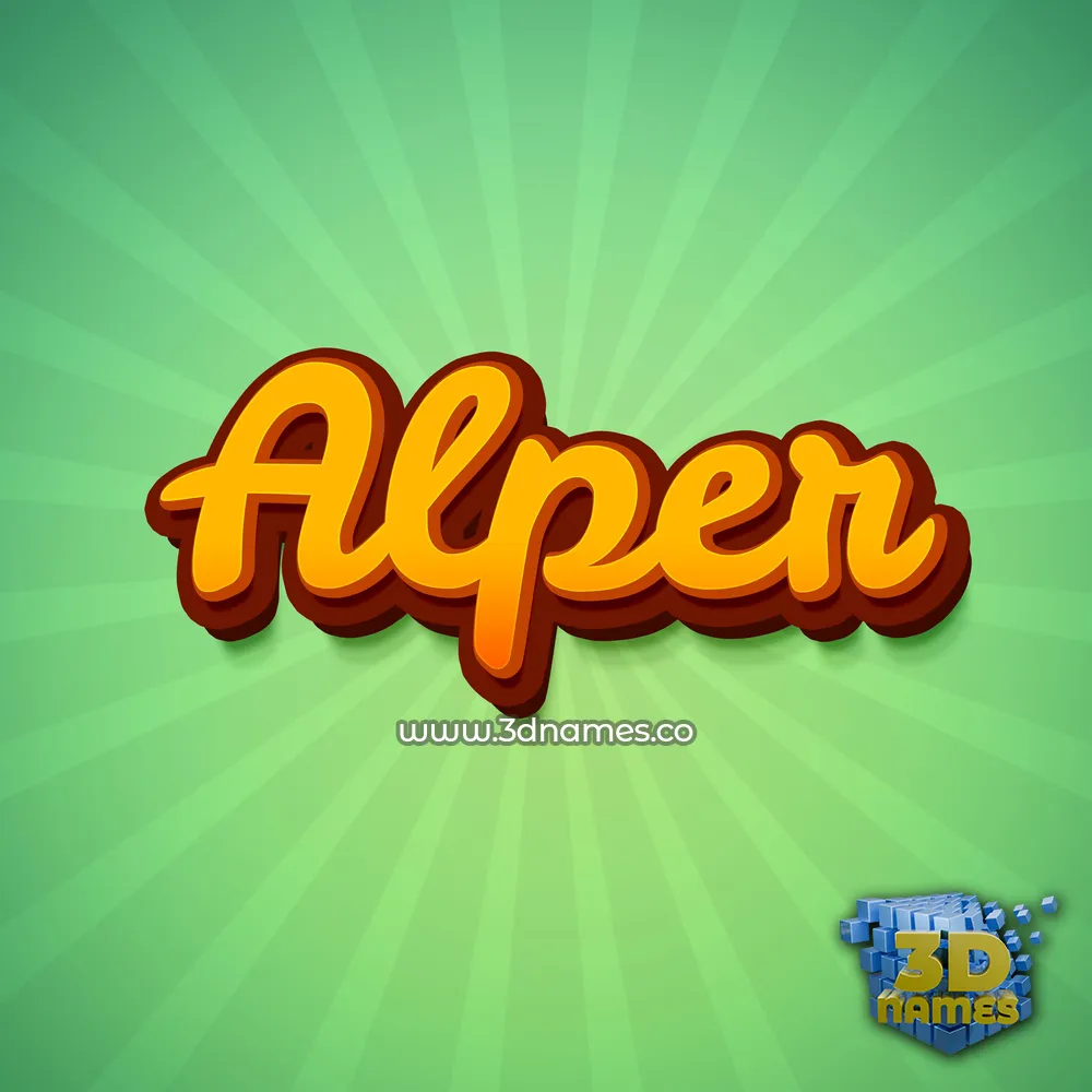 alper in Green Rays style - 3D name wallpaper