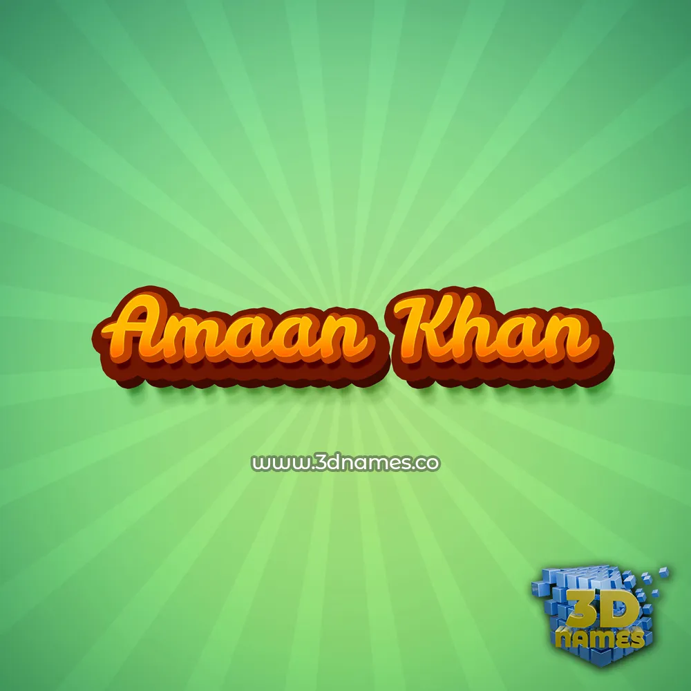 amaan khan in Green Rays style - 3D name wallpaper