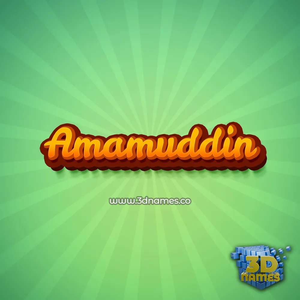 amamuddin in Green Rays style - 3D name wallpaper