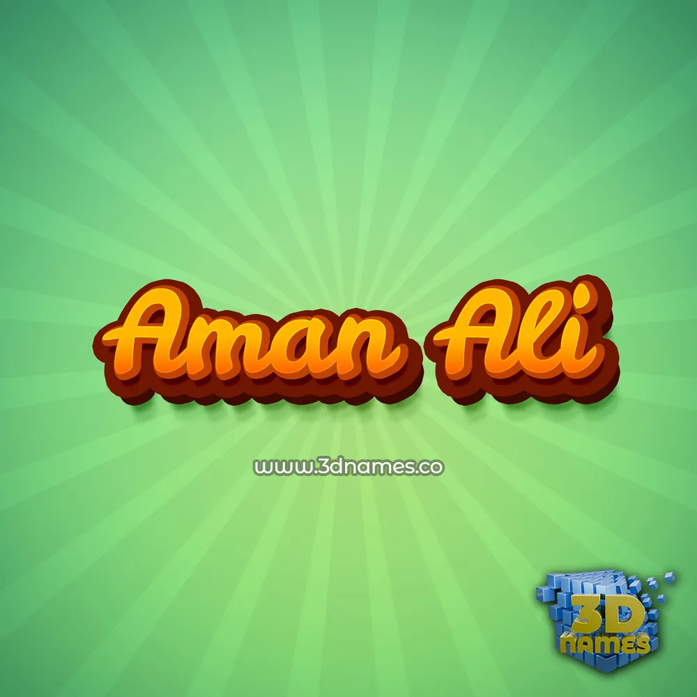 aman ali in Green Rays style - 3D name wallpaper