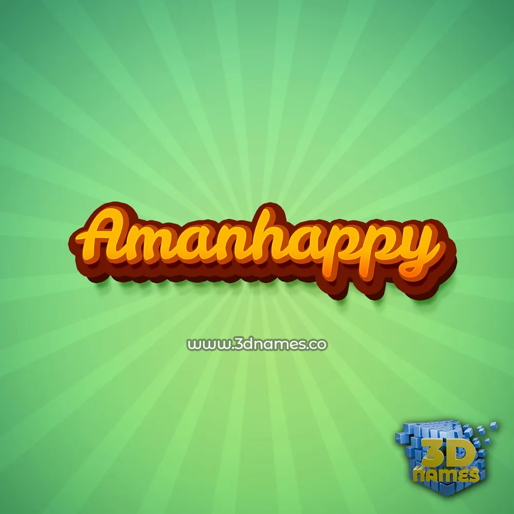 amanhappy in Green Rays style - 3D name wallpaper