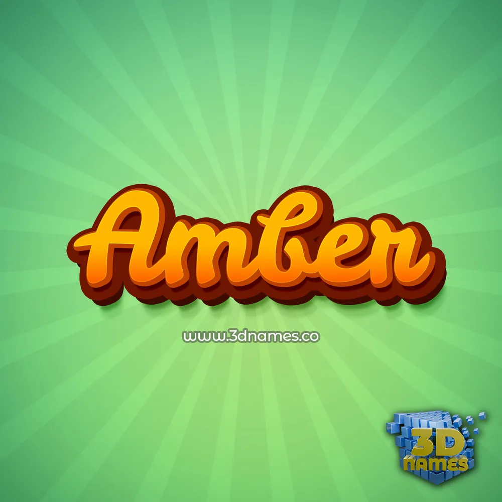 amber in Green Rays style - 3D name wallpaper