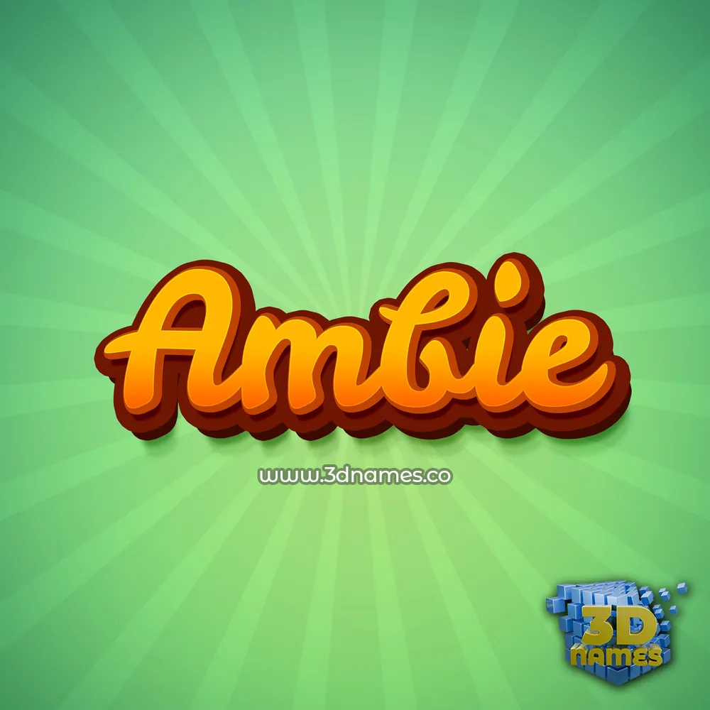 ambie in Green Rays style - 3D name wallpaper
