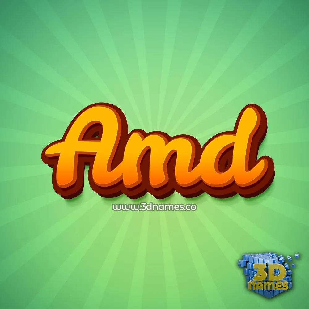 amd in Green Rays style - 3D name wallpaper
