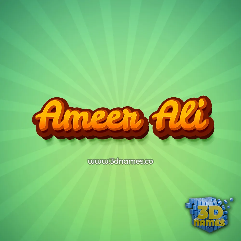 ameer ali in Green Rays style - 3D name wallpaper