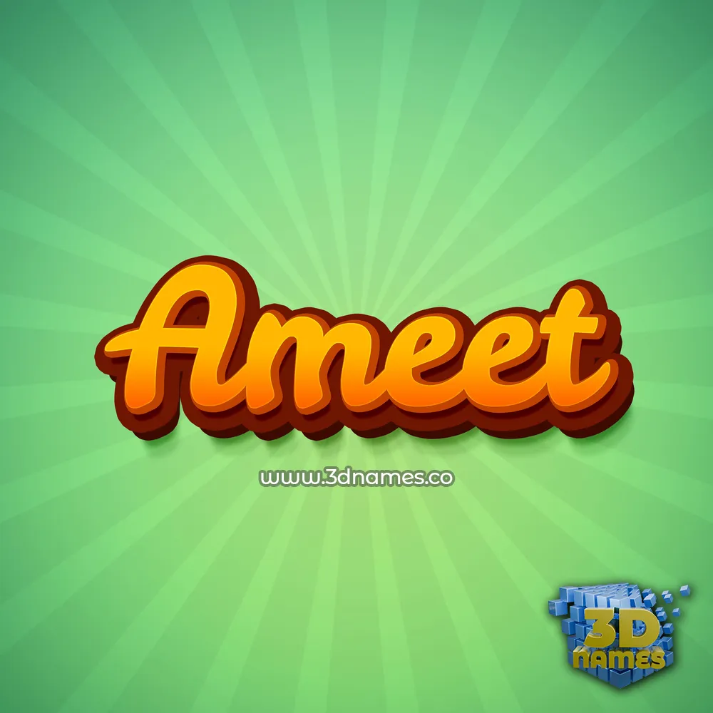 ameet in Green Rays style - 3D name wallpaper