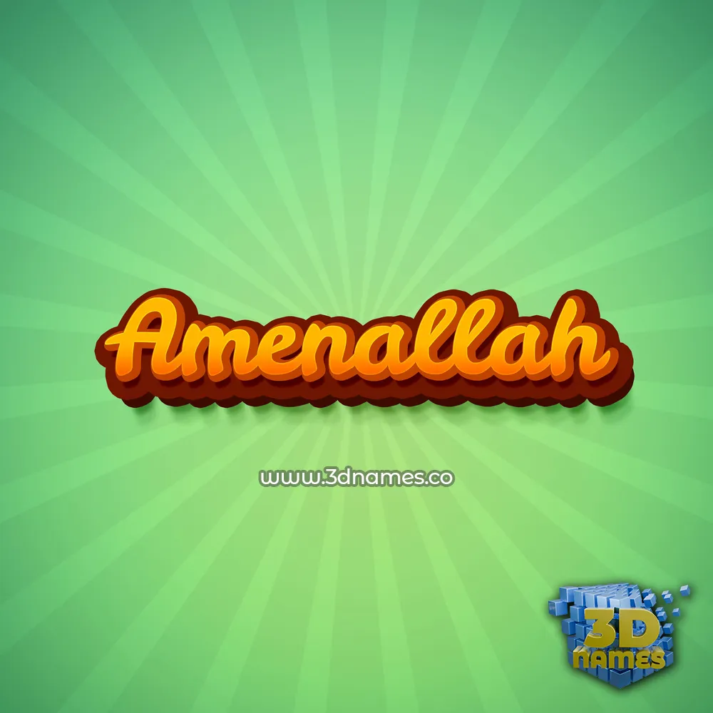 amenallah in Green Rays style - 3D name wallpaper