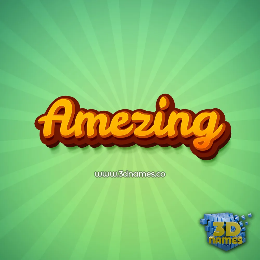 amezing in Green Rays style - 3D name wallpaper