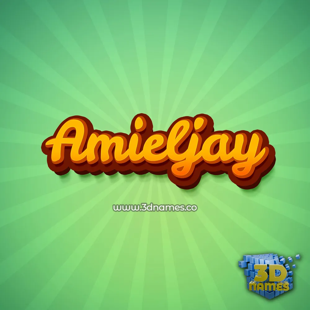 amieljay in Green Rays style - 3D name wallpaper