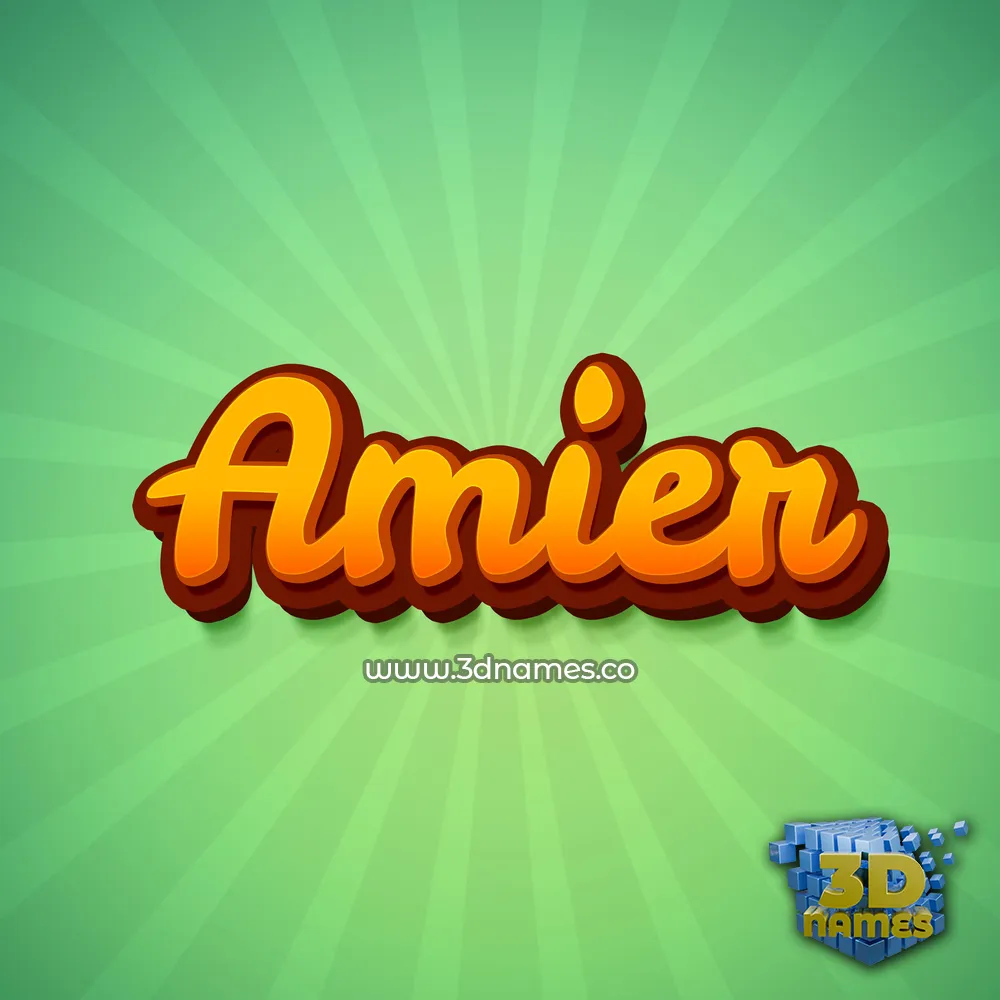 amier in Green Rays style - 3D name wallpaper