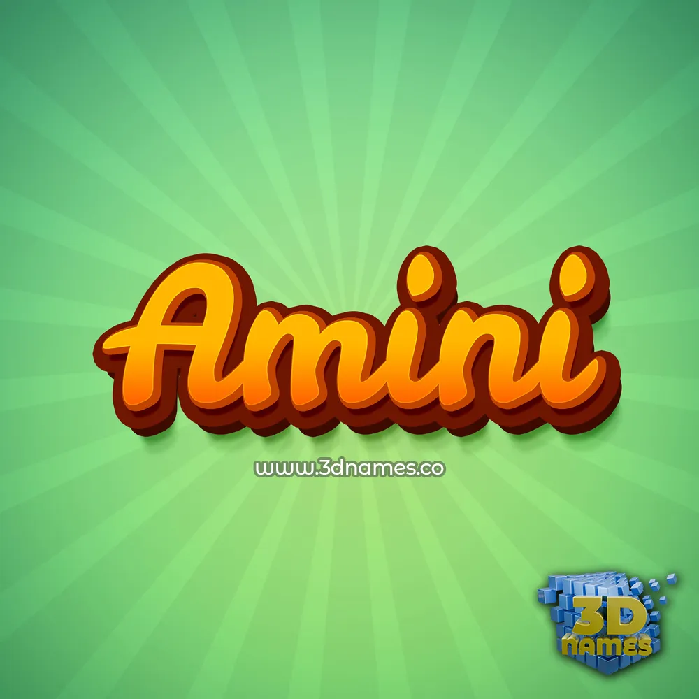 amini in Green Rays style - 3D name wallpaper
