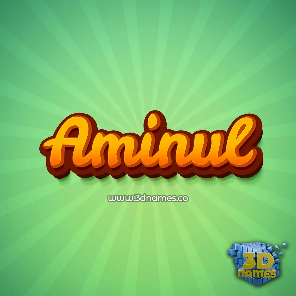 aminul in Green Rays style - 3D name wallpaper