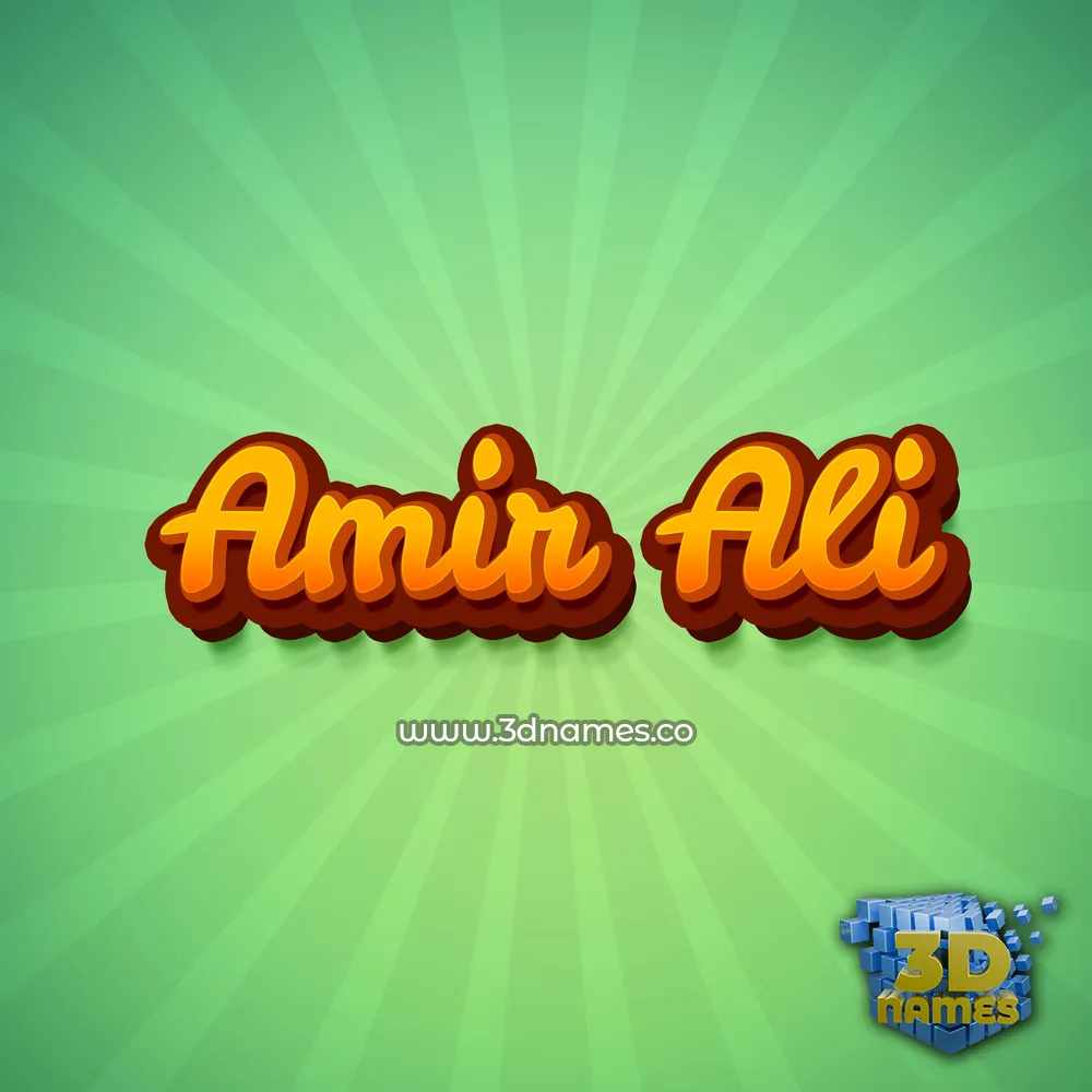 amir ali in Green Rays style - 3D name wallpaper