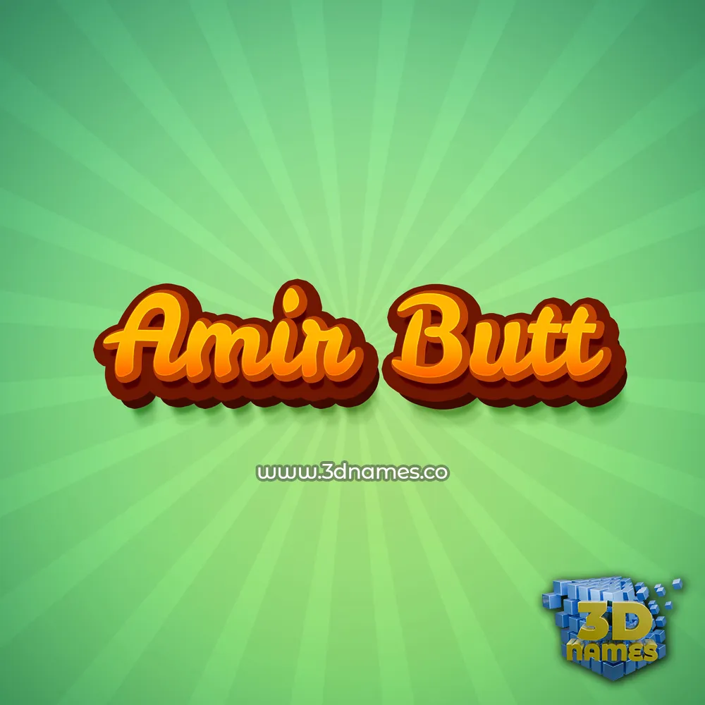 amir butt in Green Rays style - 3D name wallpaper