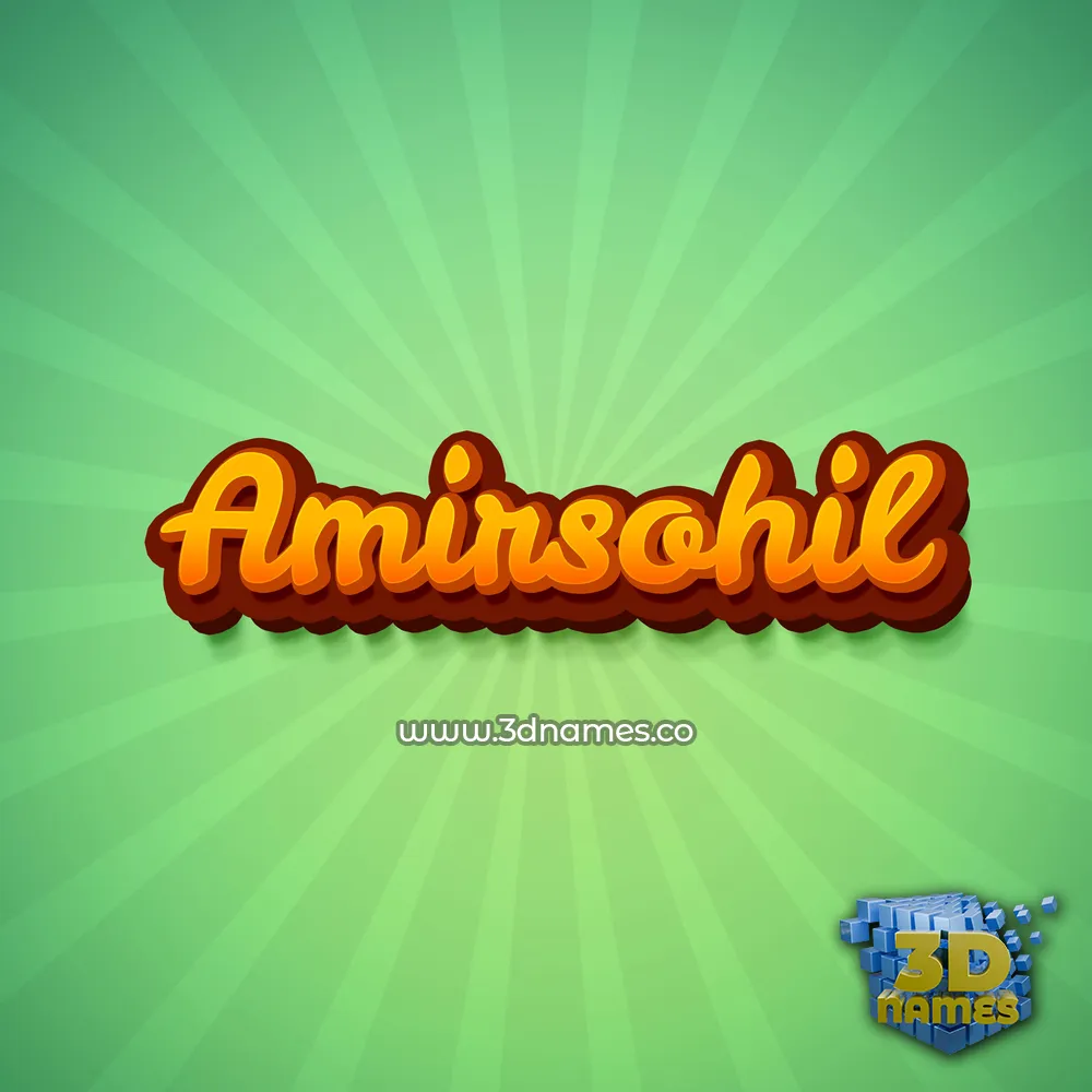 amirsohil in Green Rays style - 3D name wallpaper