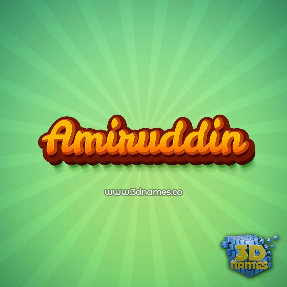 amiruddin in Green Rays style - 3D name wallpaper