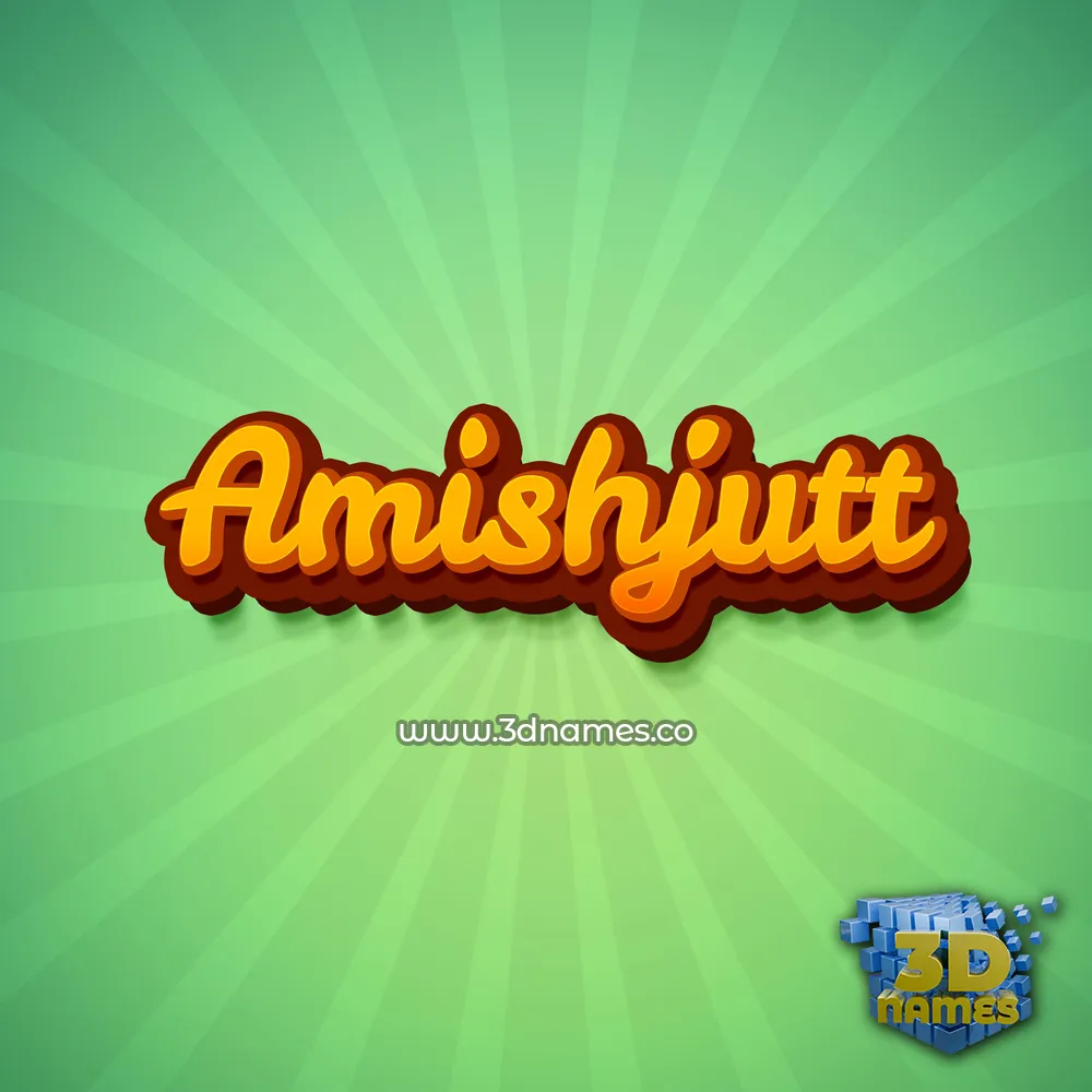 amishjutt in Green Rays style - 3D name wallpaper