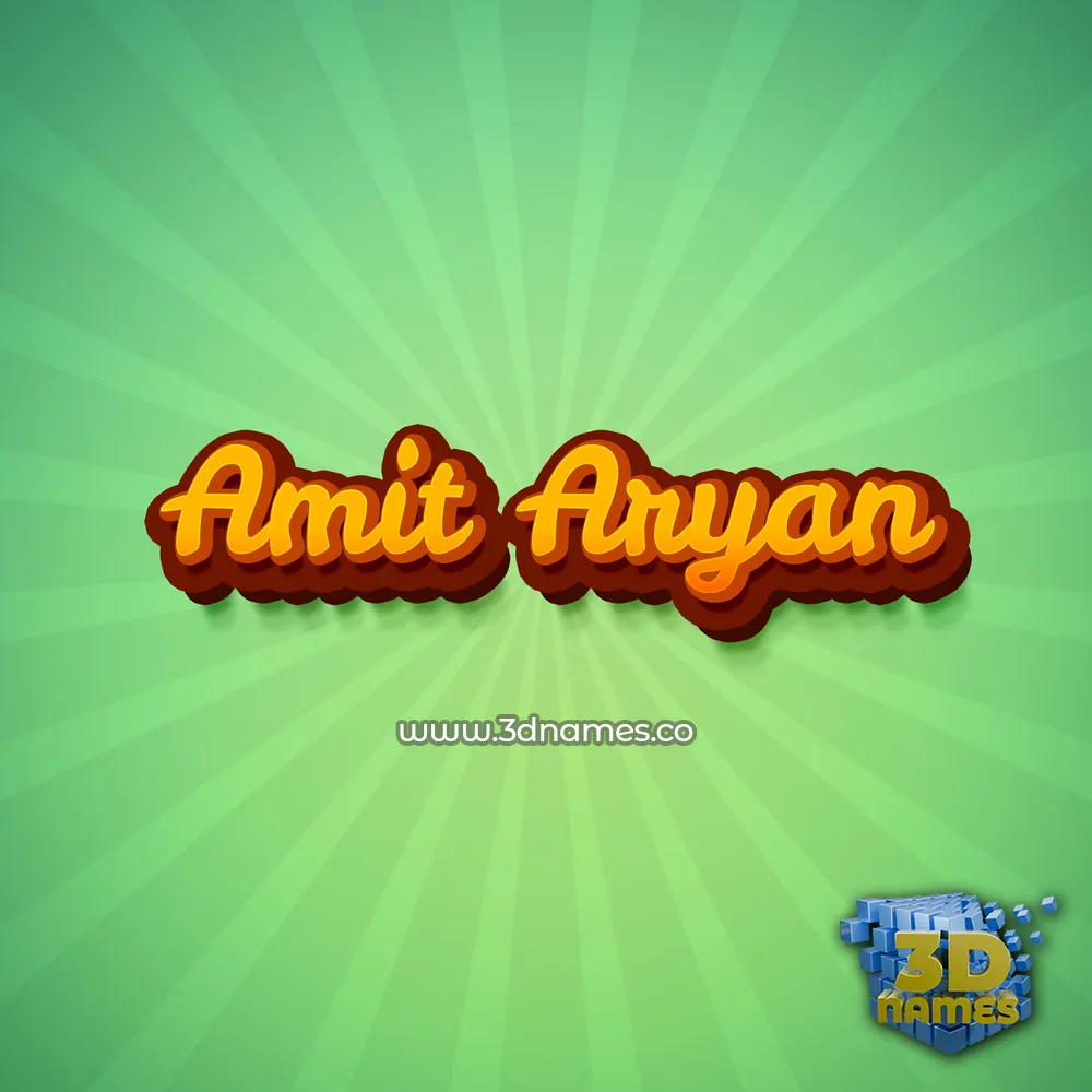 amit aryan in Green Rays style - 3D name wallpaper